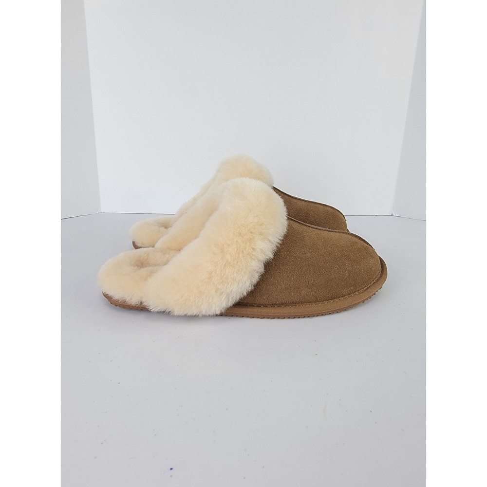 Quince Women's Shearling Slippers Size 8 Brown Suede Scuff House Shoes NWOT